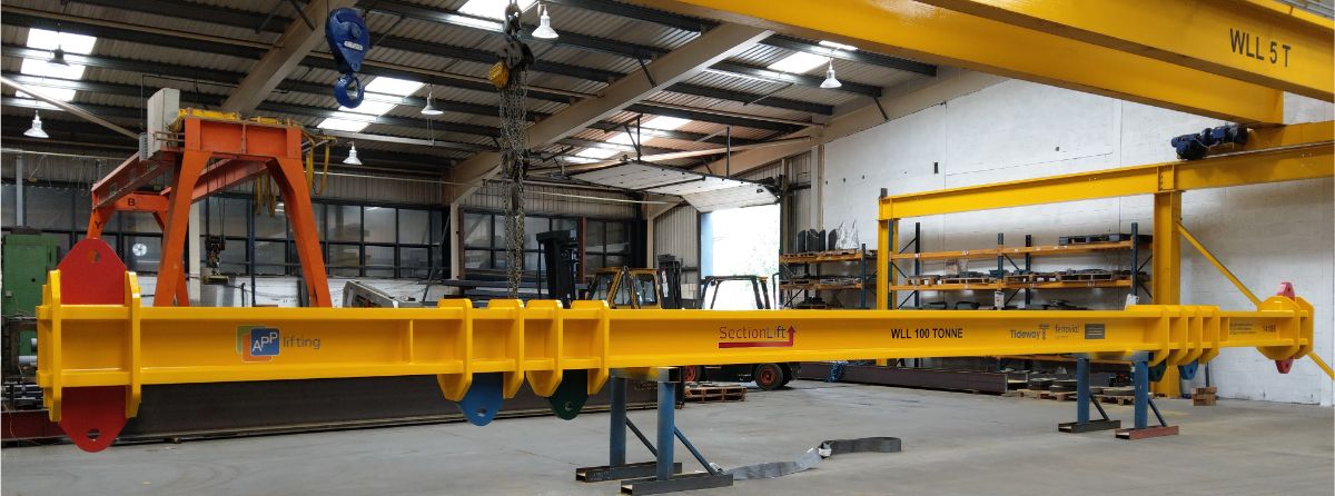 100 Tonne X 15m Span Lifting Beam Just Finished In Our Fabrication Shop Designed For The London Tideway Project To Lower Parts Of A Tunnel Boring Machine Down A Shaft From A Tandem Crane Lift. The Beam Also Has 2 Cross Arms To Enable It To Lift Additional Equipment.