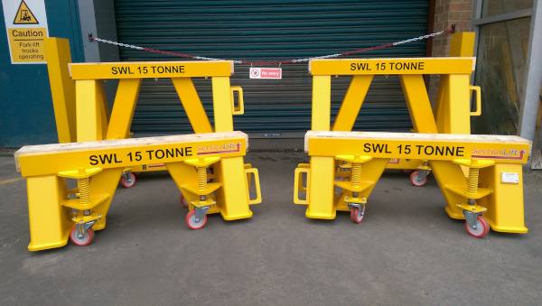 Mobile Trestles With Wheels Designed To Compress Under Load